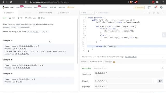Shuffle the Array | Leetcode #1470 | Easy смотреть онлайн