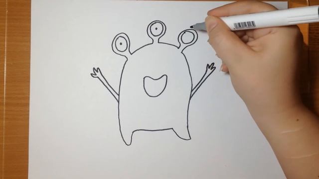 Как нарисовать МОНСТРИКА (How To Draw CUTE MONSTER) - Рисование для детей (Painting For Kids)