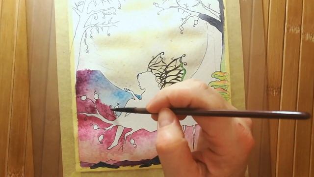 Watercolor MOON FAIRY painting | Watercolor Moonlight painting | Fantasy art смотреть онлайн