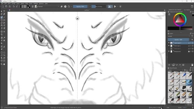 Half Realistic Wolf Sketch in Krita смотреть онлайн