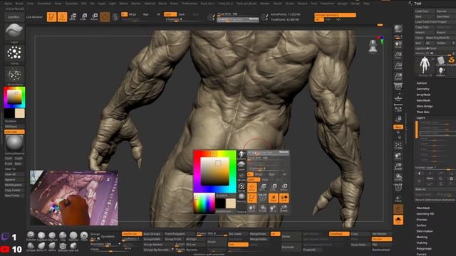 Marvel`s Venom character Sculpting in Zbrush II PART-13 skin detailing смотреть онлайн