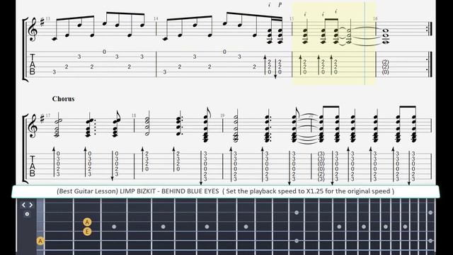 ( Best Guitar Lesson ) LIMP BIZKIT - BEHIND BLUE EYES ( slow speed for lesson ) смотреть онлайн