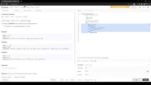 Palindrome Number - Leetcode - Python | Algorithm Explained смотреть онлайн