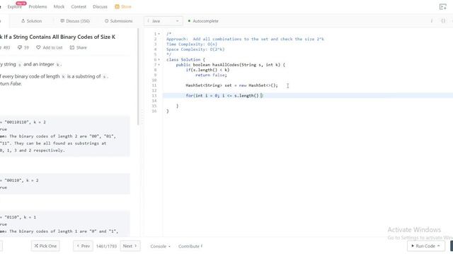 1461. Check If a String Contains All Binary Codes of Size K (LeetCode) смотреть онлайн
