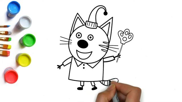 Как нарисовать кота из мультика 3 кота, кот Компот, красивый рисунок, рисование для детей и малышей смотреть онлайн