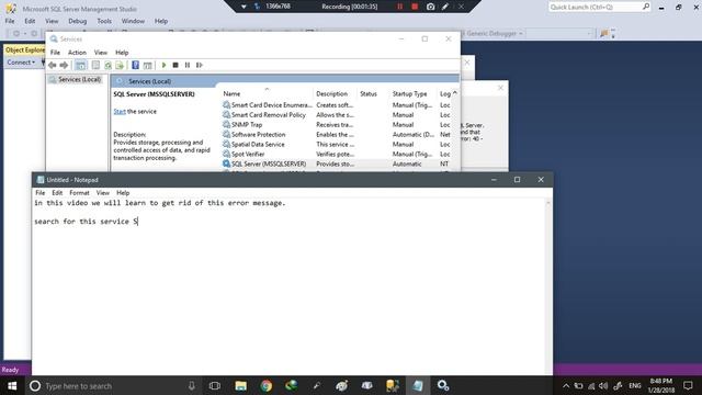 SQL Server Managemnet Studio | Error Fix | Cannot Connect to Server, Server was not found accessibl смотреть онлайн