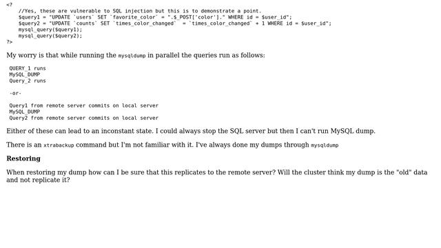 Databases: Is it safe to use mysqldump to backup and restore a master-master cluster смотреть онлайн