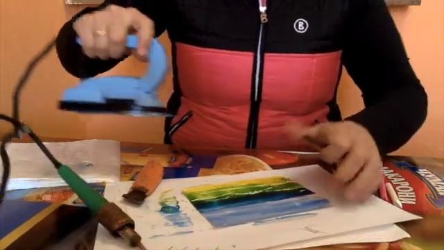 Encaustic Урок 3 "Рисуем море утюгом" смотреть онлайн