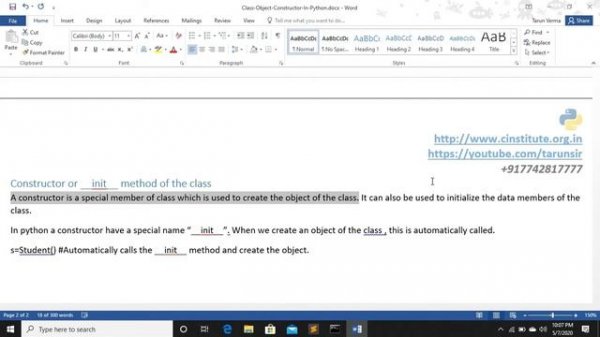 class and object in python in hindi | object oriented programming in python