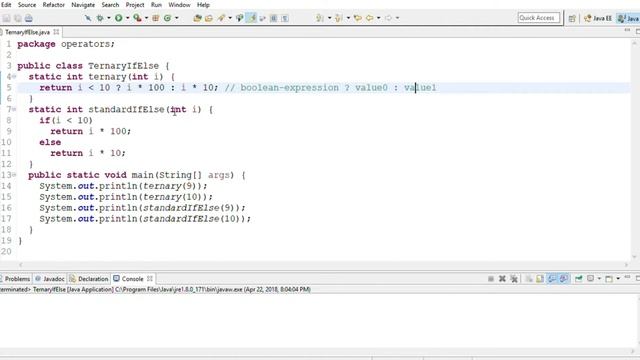 Ternary operator | Java смотреть онлайн