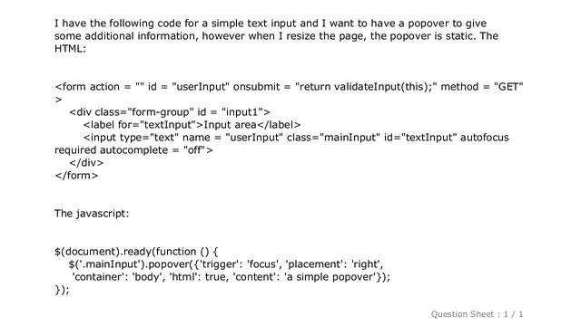 HTML : Bootstrap Popover not moving on page resize смотреть онлайн
