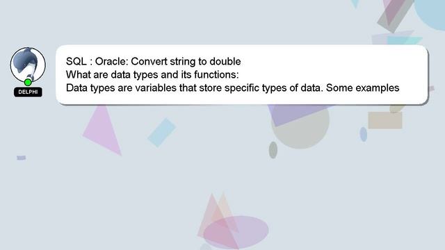 SQL : Oracle: Convert string to double смотреть онлайн