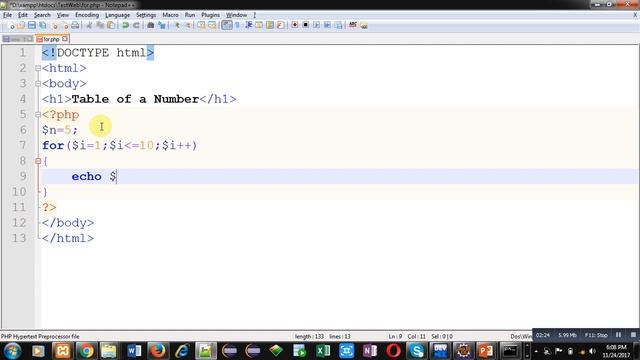 22 PHP | How to print table of a number using for loop in php script | By Sanjay Gupta смотреть онлайн