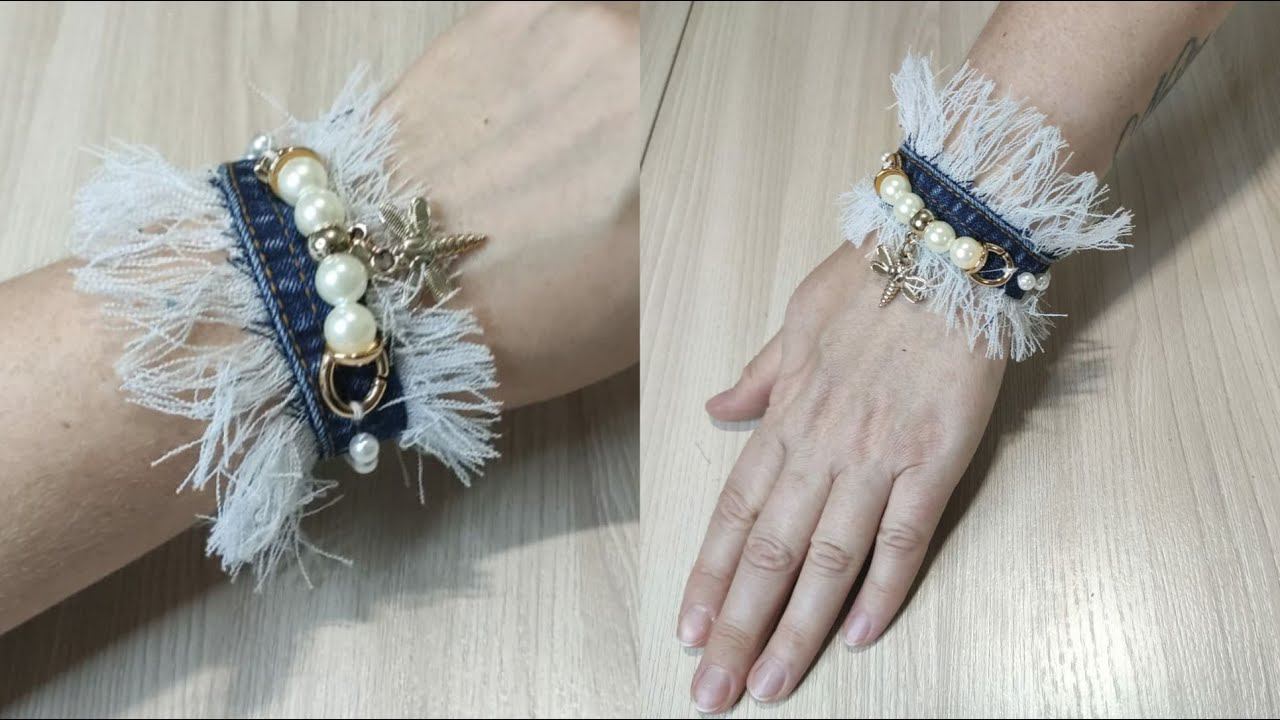 Из остатков старых джинс сшила модный аксессуар/ DIY bangle from old jeans смотреть онлайн