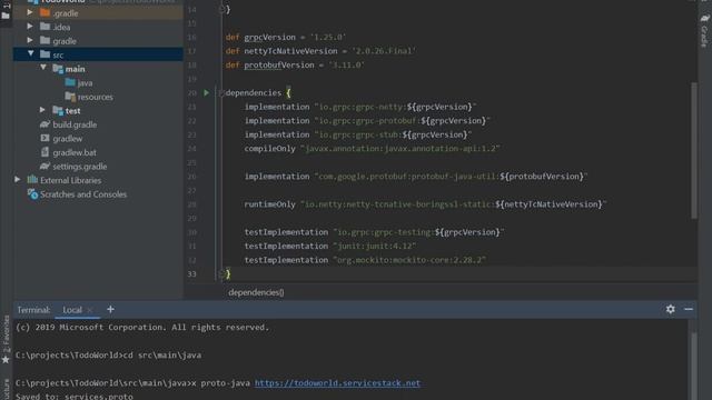 ServiceStack Java Google protoc generated GrpcServiceClient TodoWorld Example смотреть онлайн