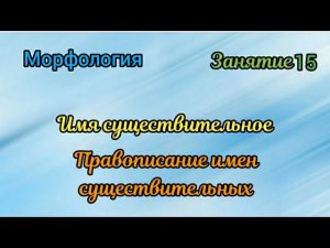 Занятие 15. Правописание имён существительных
