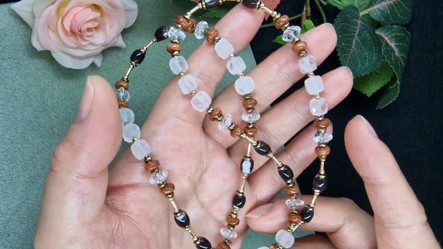 Necklace. Гематит, Авантюрин, Розовый Кварц, Горный Хрусталь в украшении с кулоном. смотреть онлайн