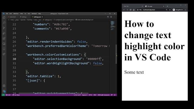 VSCode Change Text Highlight Color | VS Code Change Selection Highlight Color