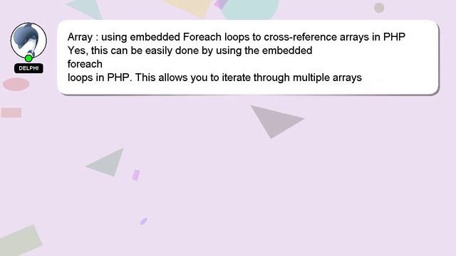 Array : using embedded Foreach loops to cross-reference arrays in PHP смотреть онлайн