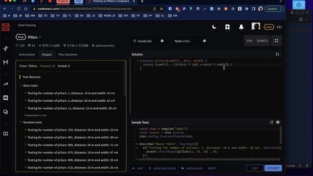 CODEWARS #8 - Pillars (solved in Python & Javascript) смотреть онлайн