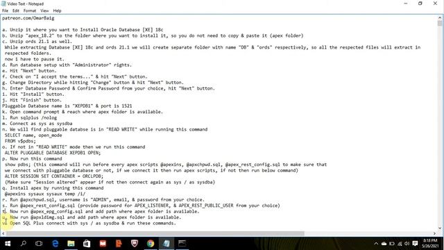 How to Install Oracle APEX 18.2 | DB 18cXE [Pluggable] | Windows 10 смотреть онлайн