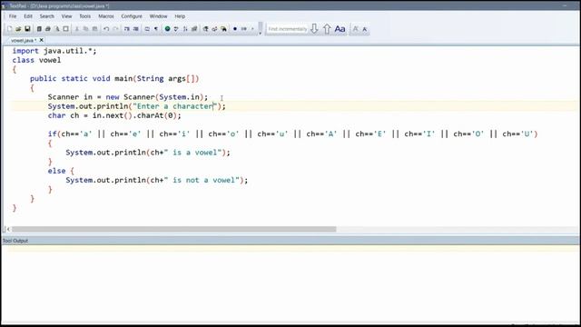 Java program to check the user input character is vowel or not | StaticCoder смотреть онлайн