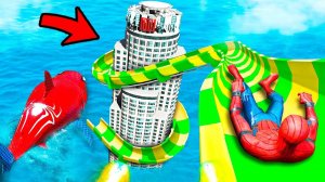 ЭКСТРЕМАЛЬНЫЙ СПУСК СО СКОЛЬЗКОЙ ГОРКИ в АКВАПАРКЕ в ГТА 5 МОДЫ! ОБЗОР МОДА в GTA 5 ВИДЕО