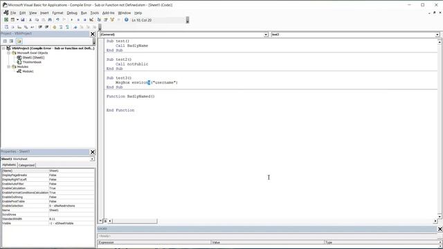 VBA Errors   Compile Error   Sub Or Function Not Defined