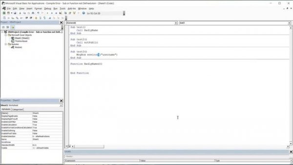 VBA Errors   Compile Error   Sub or Function not defined