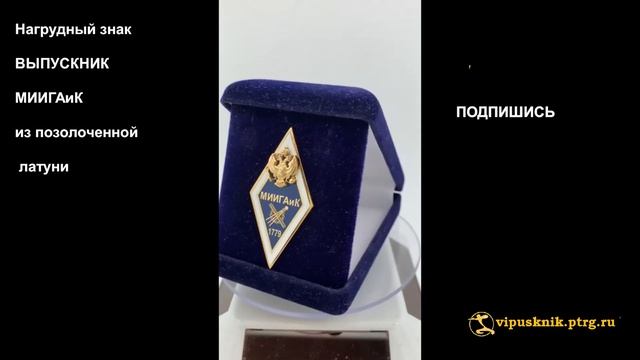 Ф№1668 Именной нагрудный знак ВЫПУСКНИК МИИГАиК из позолоченной латуни смотреть онлайн