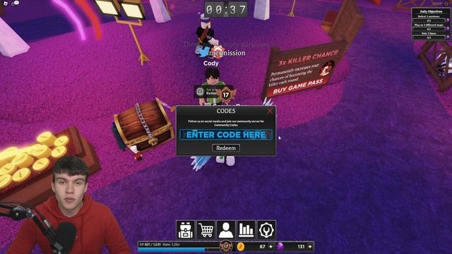 *NEW* ALL WORKING VALENTINES UPDATE CODES FOR SURVIVE THE KILLER! ROBLOX SURVIVE THE KILLER CODES смотреть онлайн