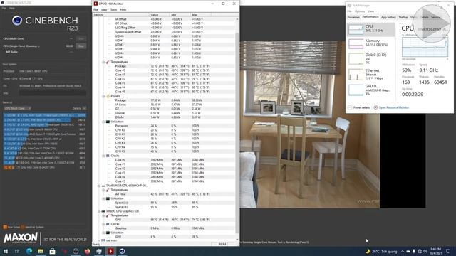CPU Intel Core i5 8400T Cinebench R15 R20 R23 смотреть онлайн
