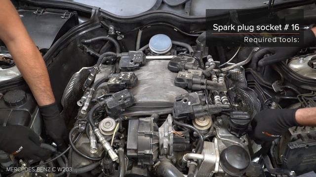 How to change spark plug on MERCEDES-BENZ W203 C-Class [TUTORIAL AUTODOC] смотреть онлайн