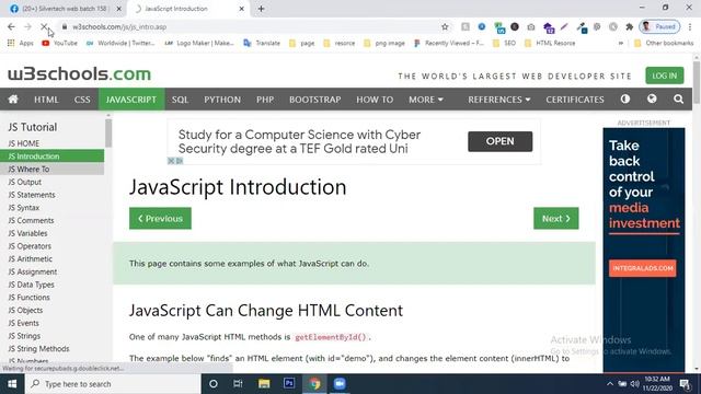 SiverTech IT Web Design Batch 158 class no 6 Javascript video 1 смотреть онлайн