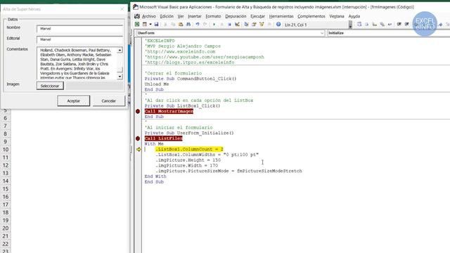 Formularios de Alta y Búsqueda de registros incluyendo imágenes en Excel usando VBA y macros смотреть онлайн