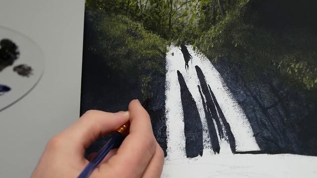 Painting a Waterfall Deep in the Forest with Acrylics - Paint with Ryan смотреть онлайн
