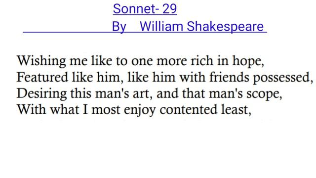 SONNET 29 BY WILLIAM SHAKESPEARE | SONNET 29 OF SHAKESPEARE'S | WHEN DISGRACE WITH FORTUNE AND MEN' смотреть онлайн