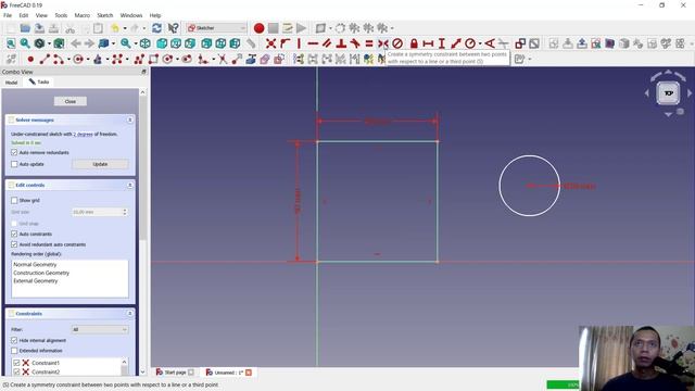 FreeCAD How To Center And Middle Sketch