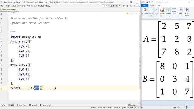 matrix multiplication python using numpy [using @ operator, matmul and dot, etc.] смотреть онлайн