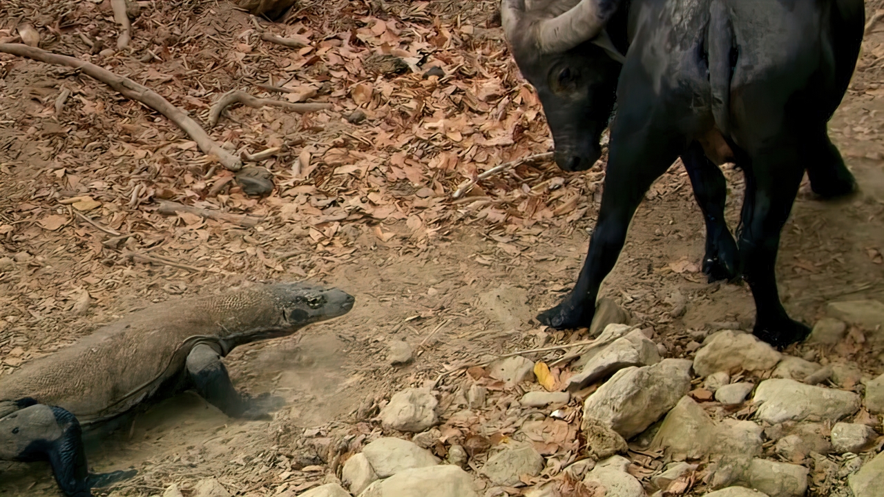 Комодский варан убивает огромного Буйвола. смотреть онлайн