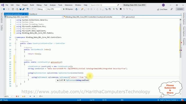 ASP.NET Core Mvc Without Entity Framework Binding Dropdown List VS2019 смотреть онлайн