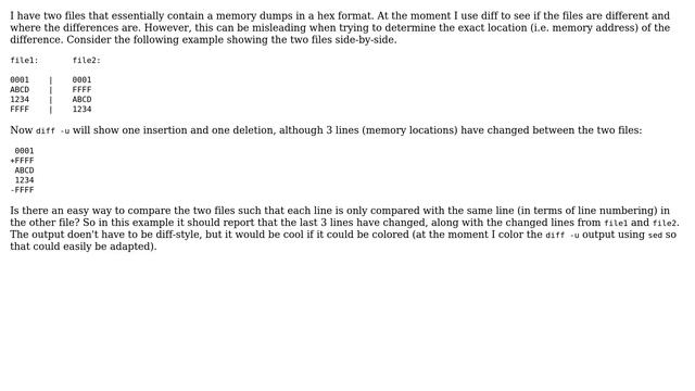Unix & Linux: Compare two files strictly line-by-line, without insertions or deletions смотреть онлайн