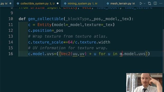 Python Minecraft with Ursina: mined blocks drop collectible items - part 18 смотреть онлайн