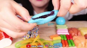 ASMR RAINBOW JELLY GUMMY PARTY *CHICKEN GUMMY, RAINBOW GUMMY 초밥 젤리, 통닭 젤리 먹방 JANE ASMR 제인