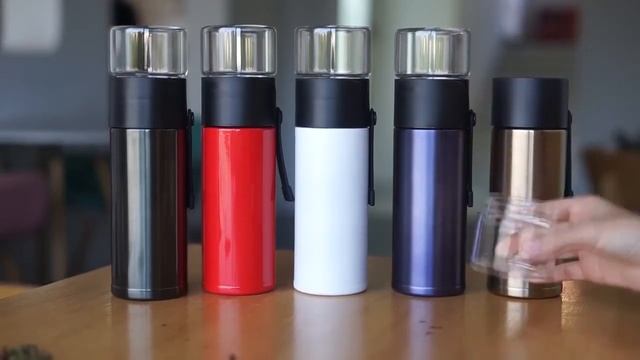 400ml 304 Stainless Steel Glass Cover Thermos Cup смотреть онлайн