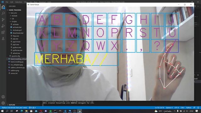 Hand Tracking Virtual Keyboard | Sanal Klavye ile Yazı Yazma | MediaPipe смотреть онлайн