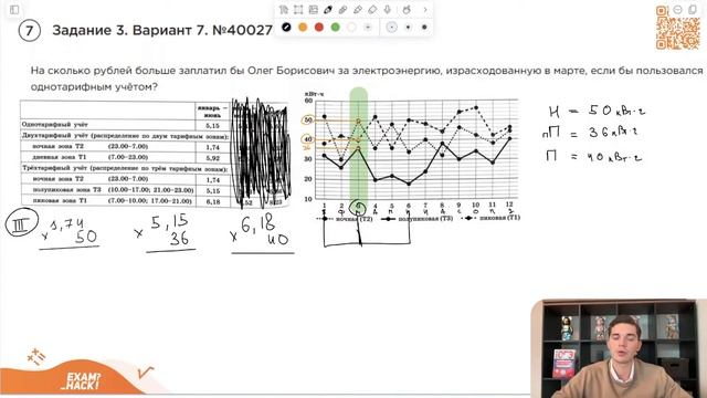 Вариант 7. Номер 3. ОГЭ по Математике 2024 Ященко. №40027 смотреть онлайн