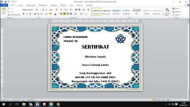 cara membuat sertifikat dengan microsoft word 2010 | Piagam смотреть онлайн