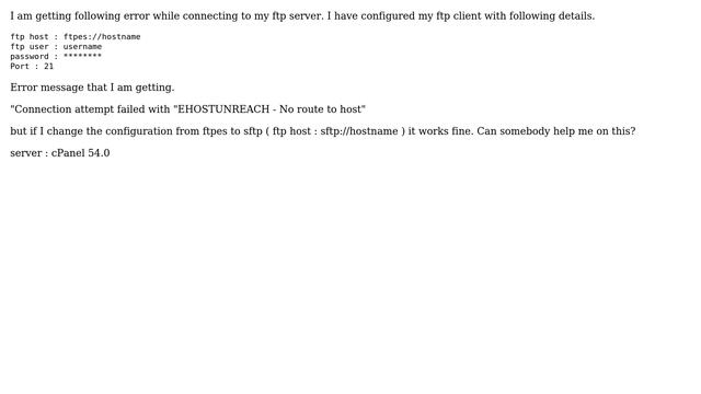 The data connection could not be established: EHOSTUNREACH - No route to host : Issue only with... смотреть онлайн