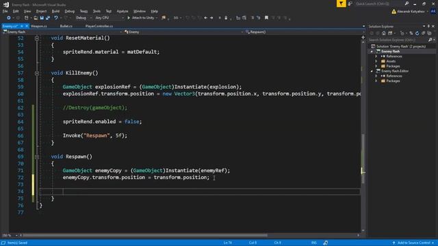 Respawn врага - Unity легко
